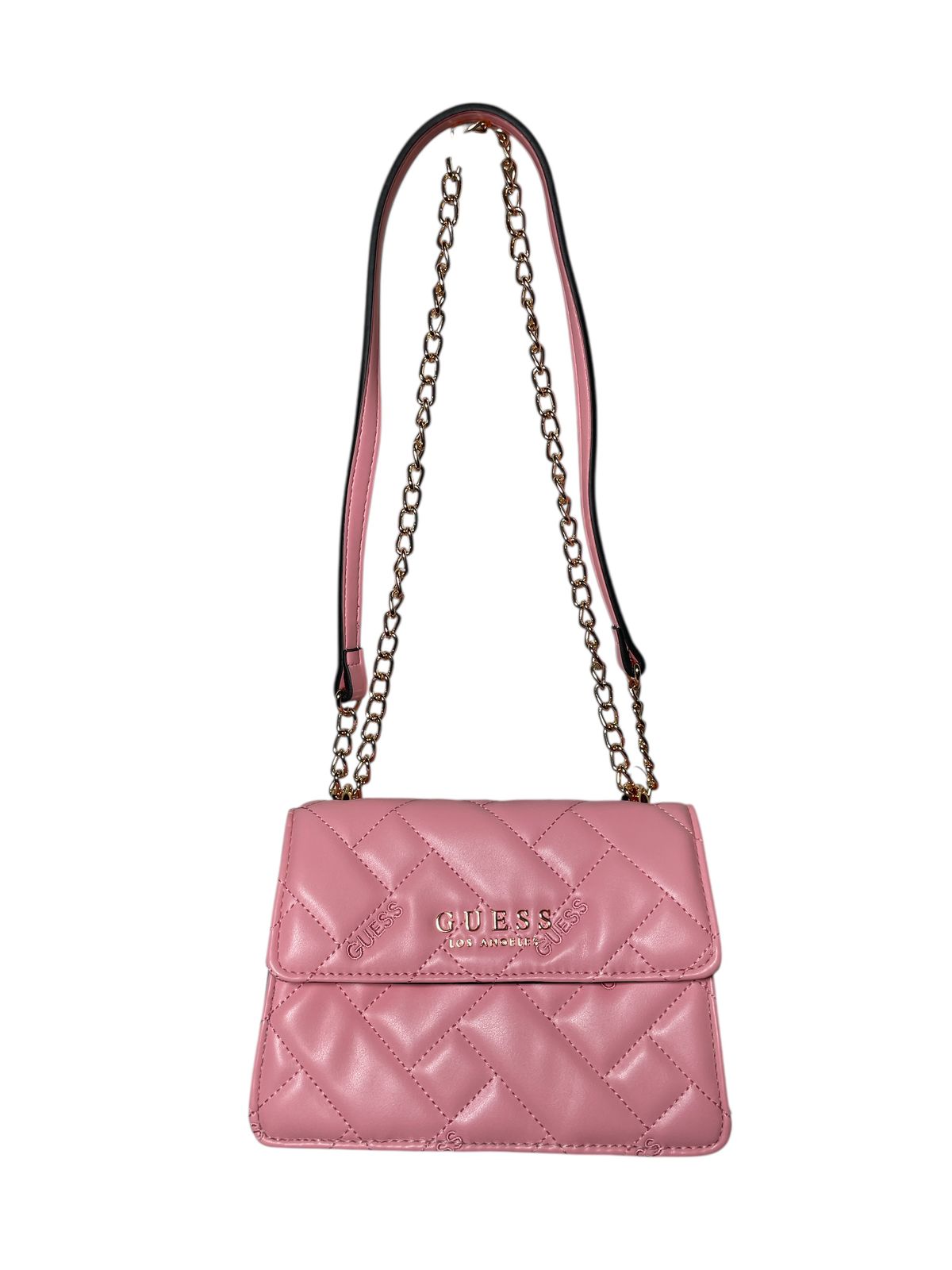 Bolsa Clutch GUESS Acolchada Rosa o Negra con Cadena Dorada – Estilo y Glamour Compacto