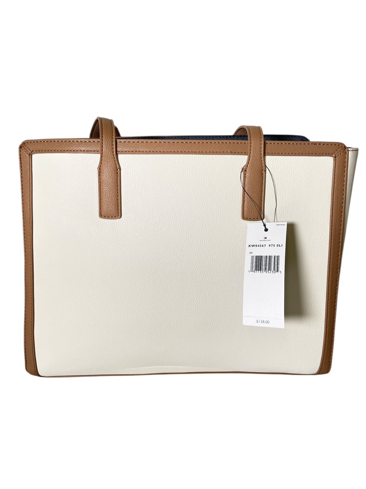Bolsa tote Tommy Hilfiger blanca con camel | Original y elegante