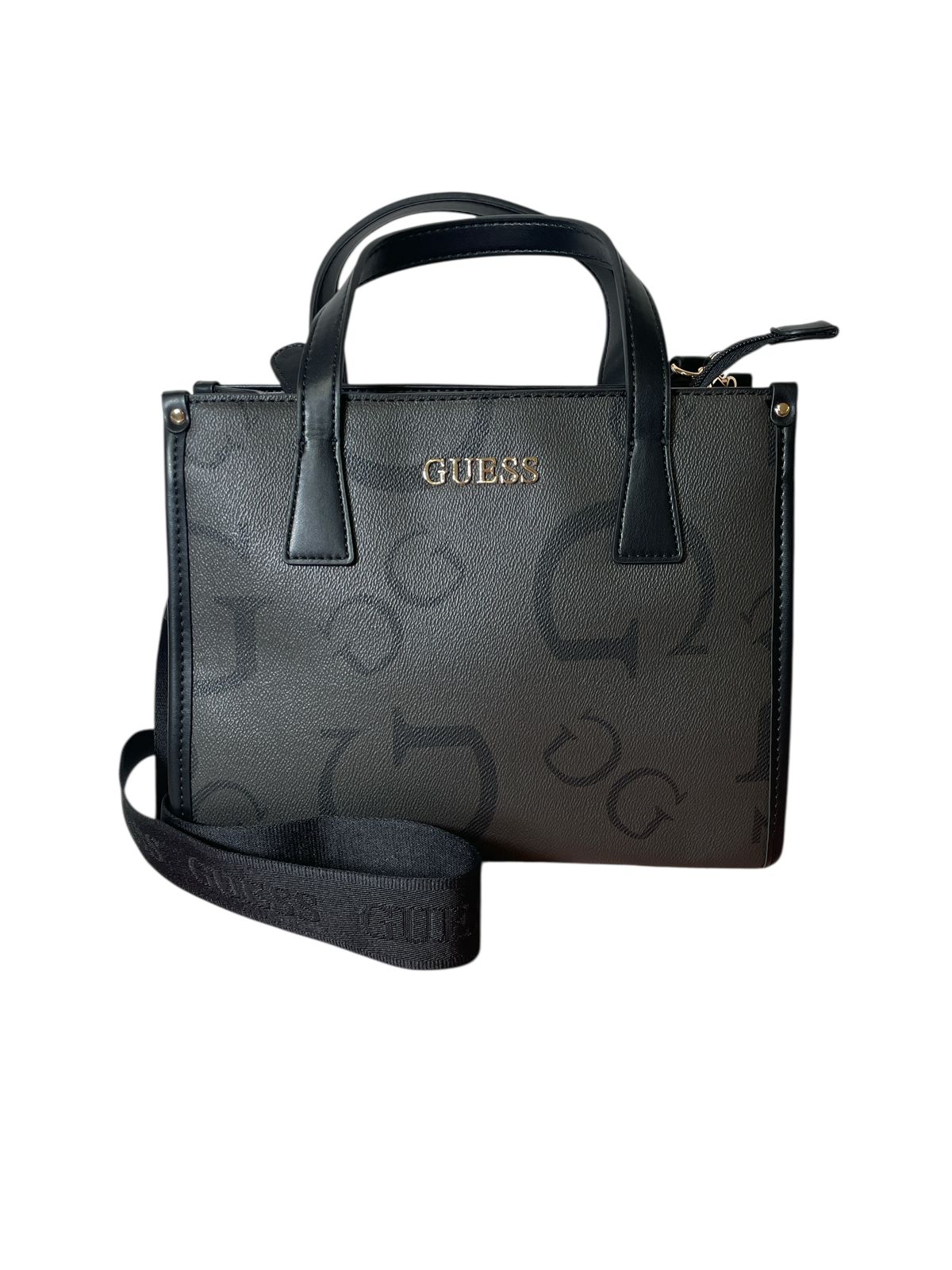 Bolsa GUESS Negra Mediana con Asa Gruesa – Elegancia Urbana y Versatilidad