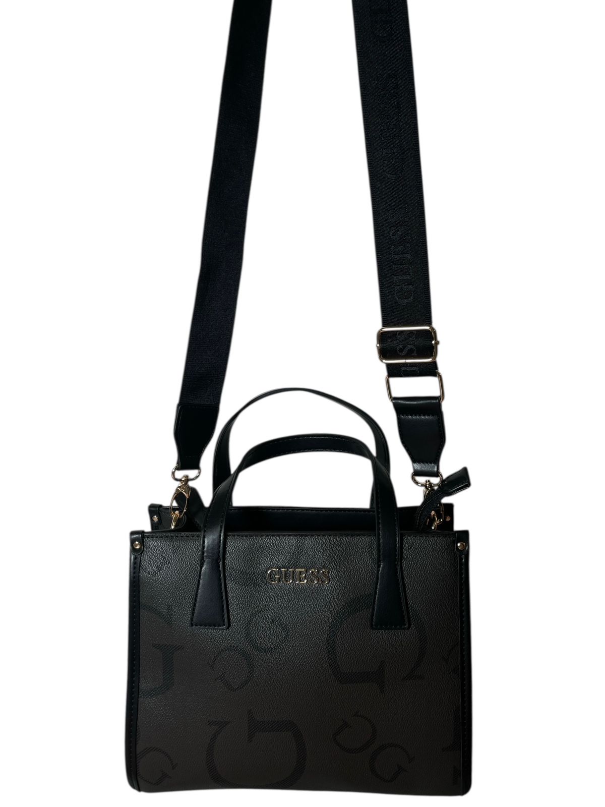 Bolsa GUESS Negra Mediana con Asa Gruesa – Elegancia Urbana y Versatilidad