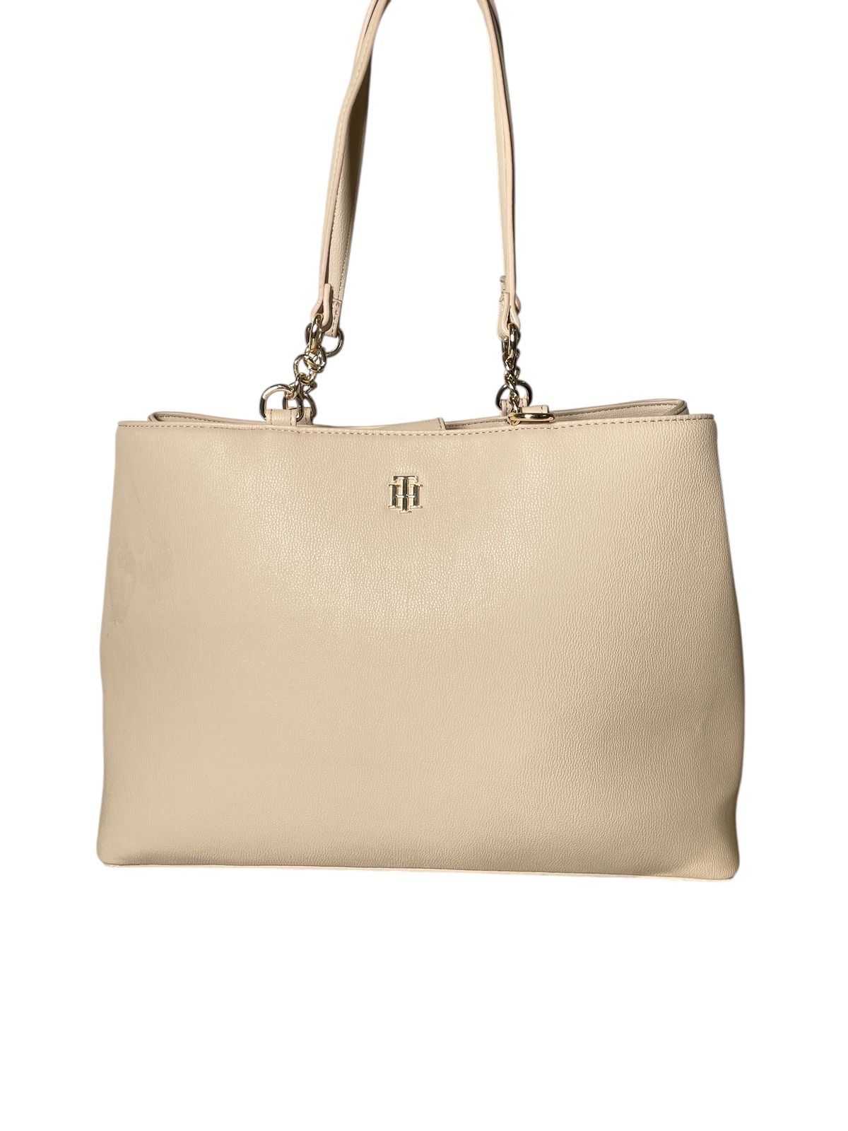 Bolsa Tommy Hilfiger Beige con Asa Cadena | Elegancia Sofisticada