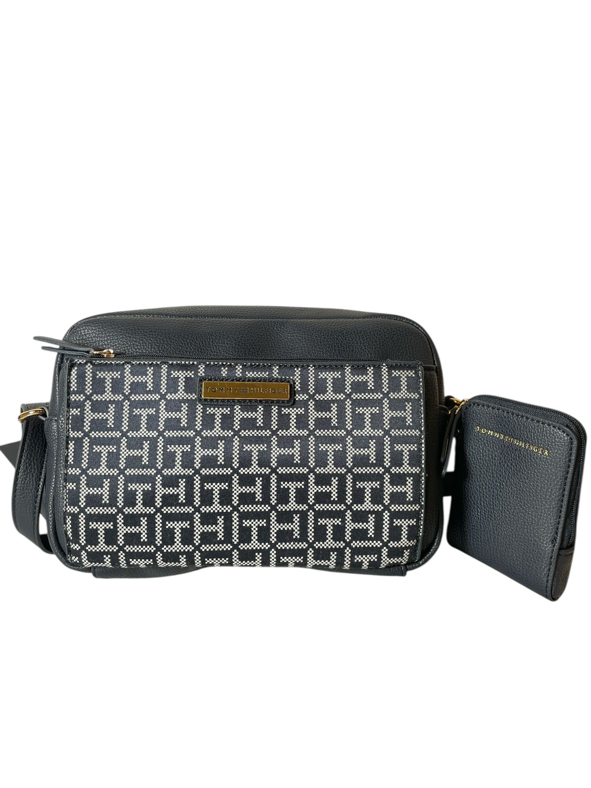 Bolso Tommy Hilfiger Black Monogram + Monedero | Doble Compartimento