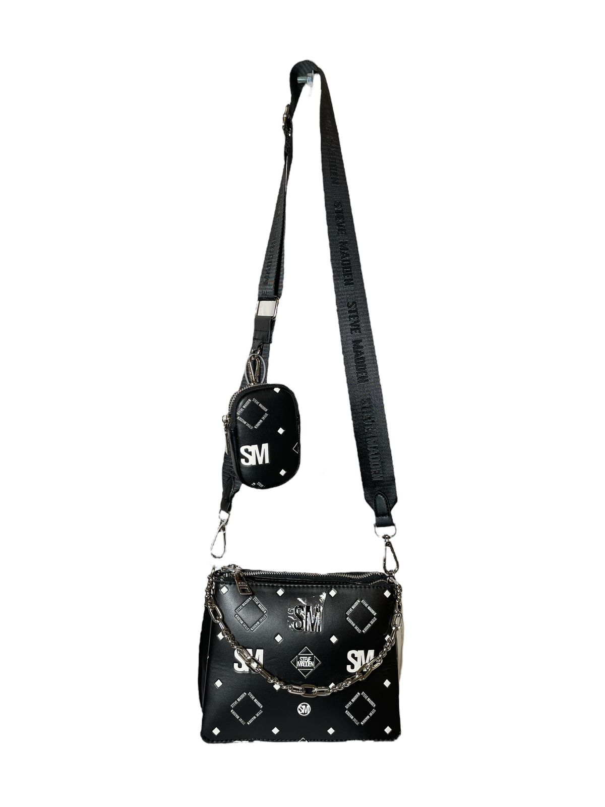 Bolsa Crossbody Negra con Mini Estuche – Steve Madden | Bolsa con correa gruesa tipo street style